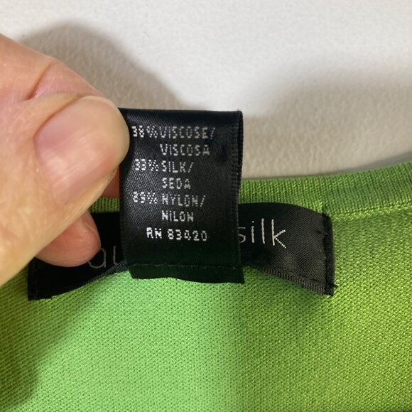 Womens August Silk Silk Blend Top Round Neck Sleeveless XL Green Viscose Silk Ny - Picture 6 of 8